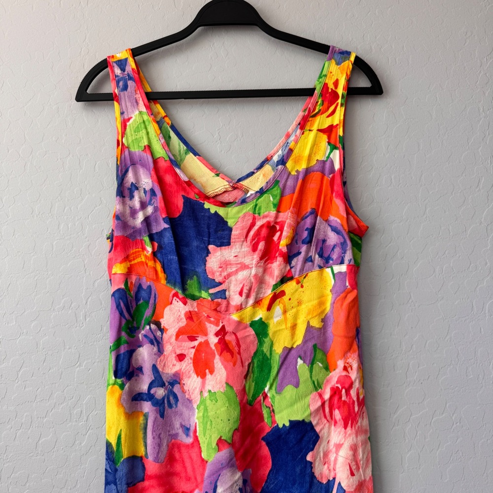 Hula Moon Jams World Floral Sundress Colorful Sleeveless Midi‎ Dress XL - Picture 3 of 7